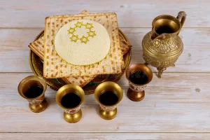 celebration-matzah-kiddush-jewish-holiday-involving-matzoh-four-cups-red-kosher-wine-passover-266856595